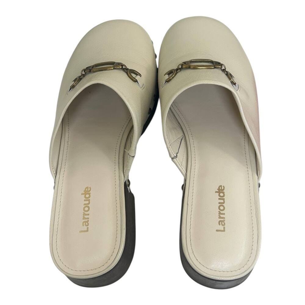 Larroudé Women's 'Zuzi Bit Mule' Leather Clog Slip-On Retro Ivory White Size 7.5 - Picture 7 of 15